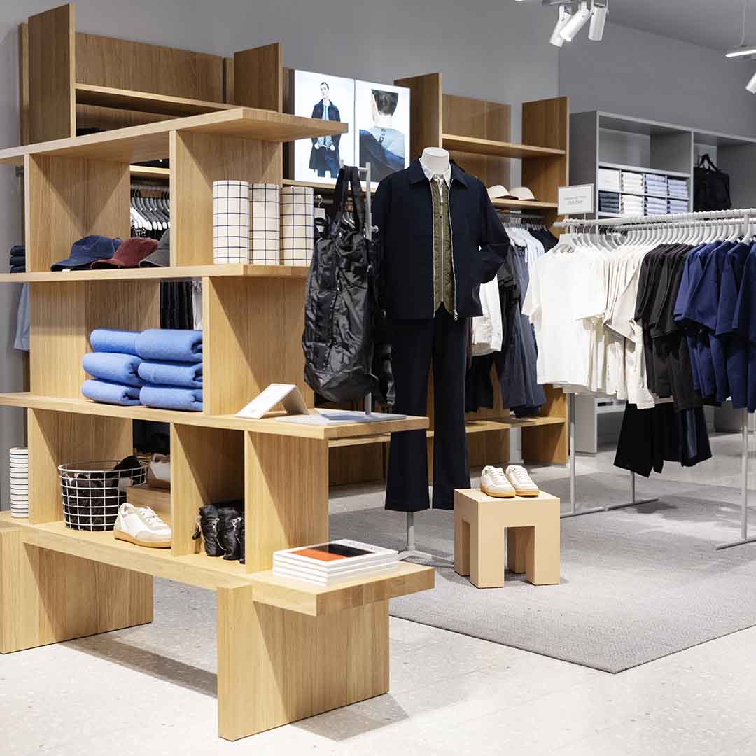 The men's department at ARKET in Frederiksberg Centret.